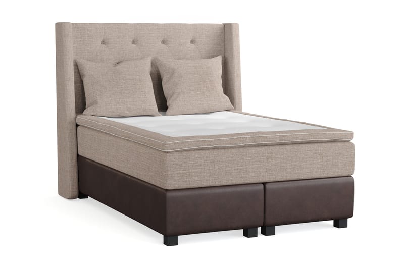 Cuba Sängpaket 140x200 med Två Beiga Kuddar - (+Fler val) Beige/Brun - Möbler - Säng - Kontinentalsäng