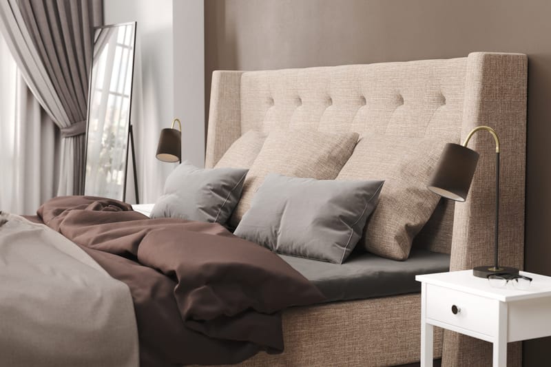 Cuba Sängpaket 160x200 med Tre Beiga Kuddar - (+Fler val) Beige/Brun - Möbler - Säng - Kontinentalsäng