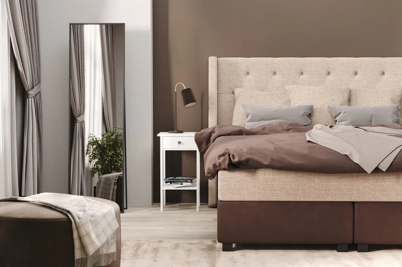 Cuba Sängpaket 160x200 med Tre Beiga Kuddar - (+Fler val) Beige/Brun - Möbler - Säng - Kontinentalsäng