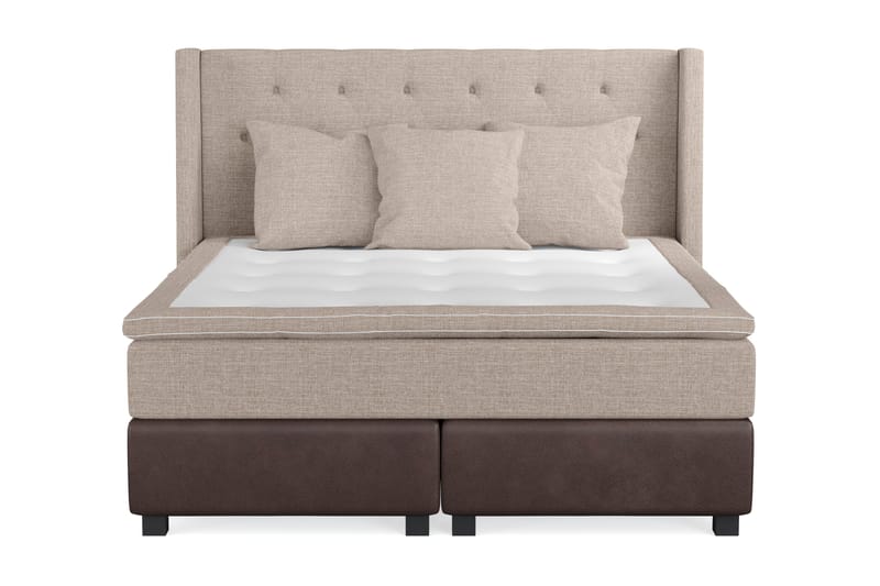 Cuba Sängpaket 160x200 med Tre Beiga Kuddar - (+Fler val) Beige/Brun - Möbler - Säng - Kontinentalsäng