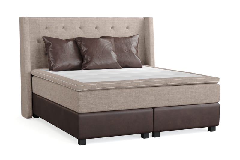 Cuba Sängpaket 160x200 med Tre Bruna Kuddar - (+Fler val) Beige/Brun - Möbler - Säng - Kontinentalsäng