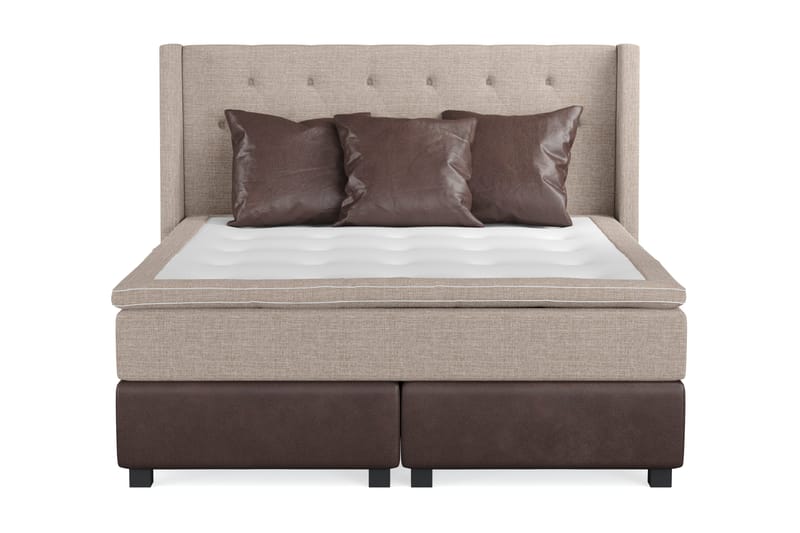 Cuba Sängpaket 160x200 med Tre Bruna Kuddar, (+Fler val) Beige/Brun