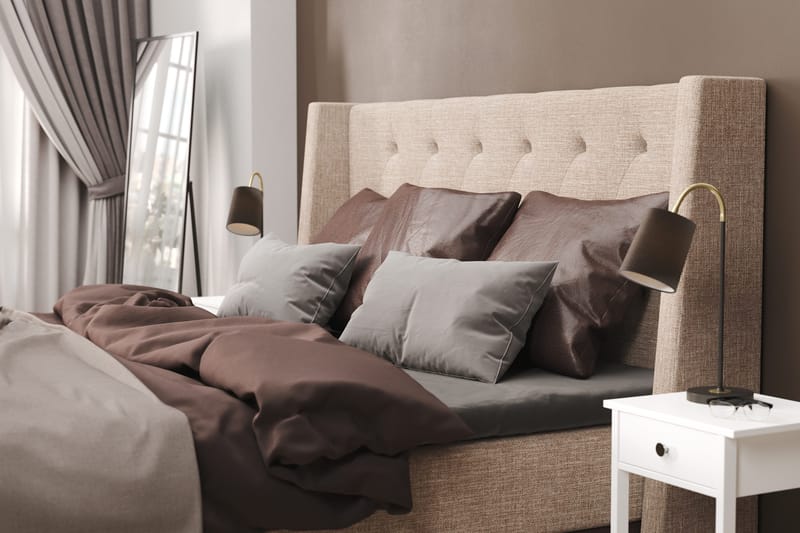 Cuba Sängpaket 160x200 med Tre Bruna Kuddar - (+Fler val) Beige/Brun - Möbler - Säng - Kontinentalsäng