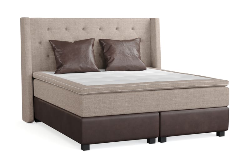 Cuba Sängpaket 160x200 med Två Bruna Kuddar - (+Fler val) Beige/Brun - Möbler - Säng - Kontinentalsäng