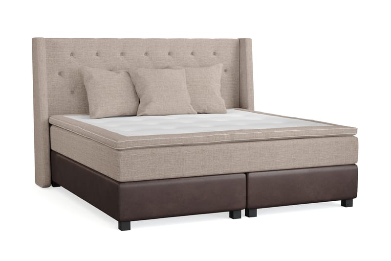 Cuba Sängpaket 210x210 med Tre Beiga Kuddar - (+Fler val) Beige/Brun - Möbler - Säng - Kontinentalsäng