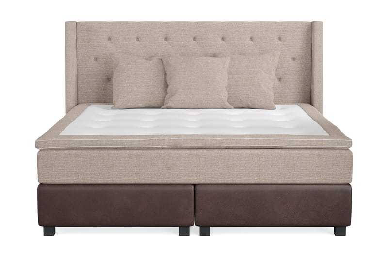 Cuba Sängpaket 210x210 med Tre Beiga Kuddar - (+Fler val) Beige/Brun - Möbler - Säng - Kontinentalsäng