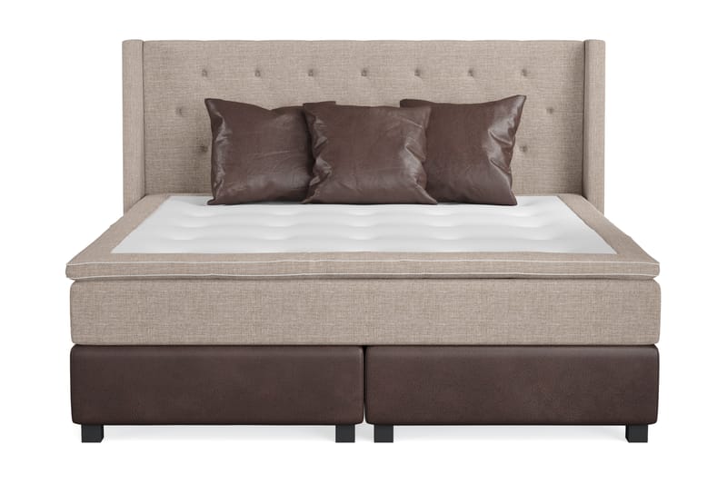 Cuba Sängpaket 210x210 med Tre Bruna Kuddar - (+Fler val) Beige/Brun - Möbler - Säng - Komplett sängpaket