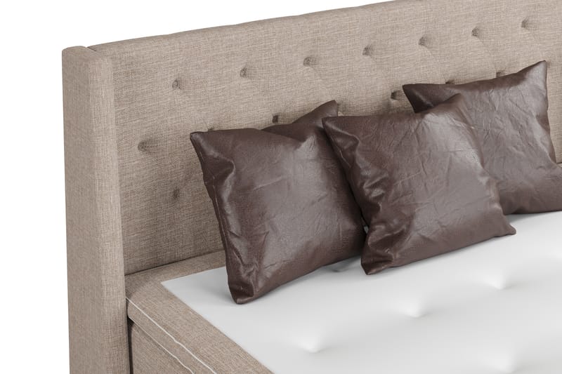Cuba Sängpaket 210x210 med Tre Bruna Kuddar - (+Fler val) Beige/Brun - Möbler - Säng - Komplett sängpaket
