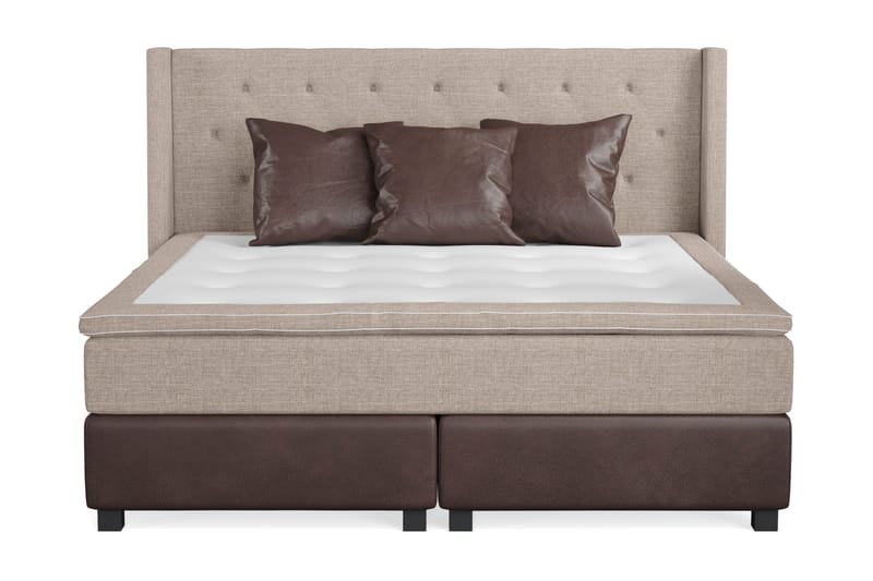 Cuba Sängpaket 210x210 med Tre Bruna Kuddar - (+Fler val) Beige/Brun - Möbler - Säng - Kontinentalsäng