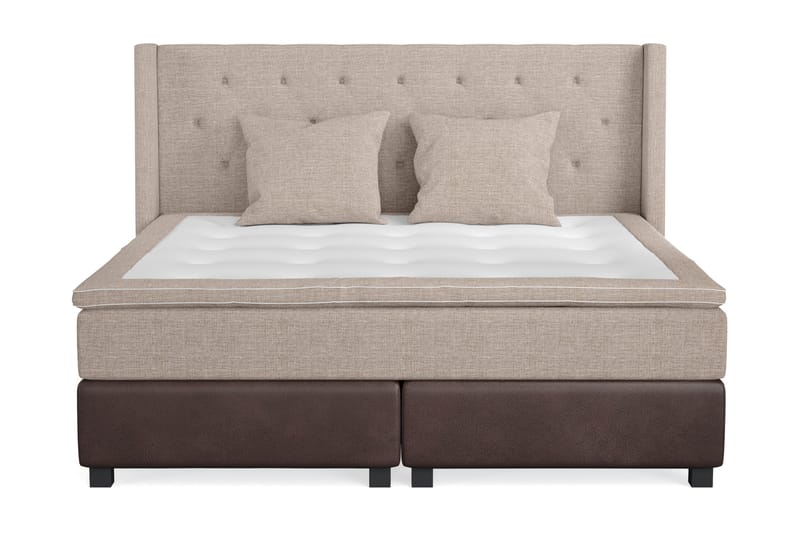 Cuba Sängpaket 210x210 med Två Beiga Kuddar - (+Fler val) Beige/Brun - Möbler - Säng - Kontinentalsäng
