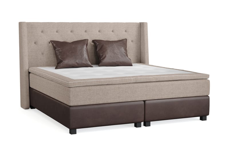 Cuba Sängpaket 210x210 med Två Bruna Kuddar - (+Fler val) Beige/Brun - Möbler - Säng - Kontinentalsäng