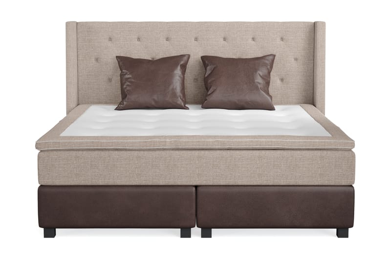 Cuba Sängpaket 210x210 med Två Bruna Kuddar, (+Fler val) Beige/Brun