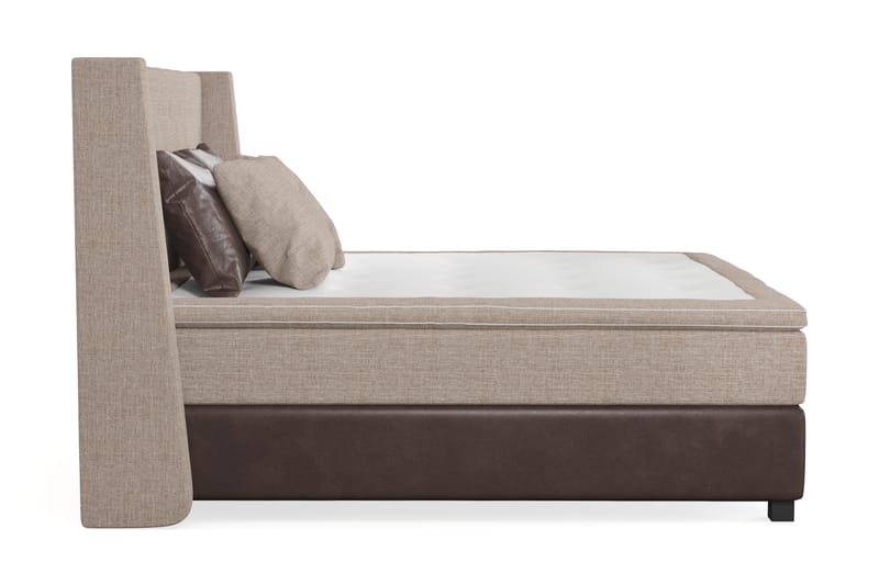 Cuba Sängpaket 210x210 med Två Bruna Två Beiga Kuddar - (+Fler val) Beige/Brun - Möbler - Säng - Komplett sängpaket