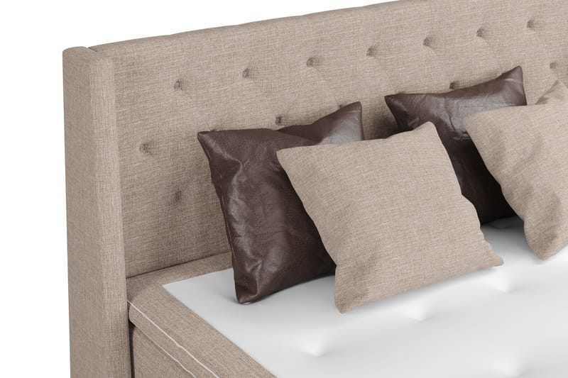 Cuba Sängpaket 210x210 med Två Bruna Två Beiga Kuddar - (+Fler val) Beige/Brun - Möbler - Säng - Komplett sängpaket