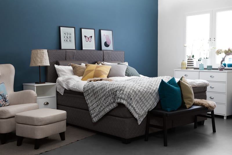 Diamond Komplett Sängpaket 180x200 cm Memory  Grå - Grå - Möbler - Säng - Kontinentalsäng