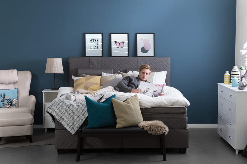 Diamond Komplett Sängpaket 180x200 cm Memory  Grå - Grå - Möbler - Säng - Kontinentalsäng
