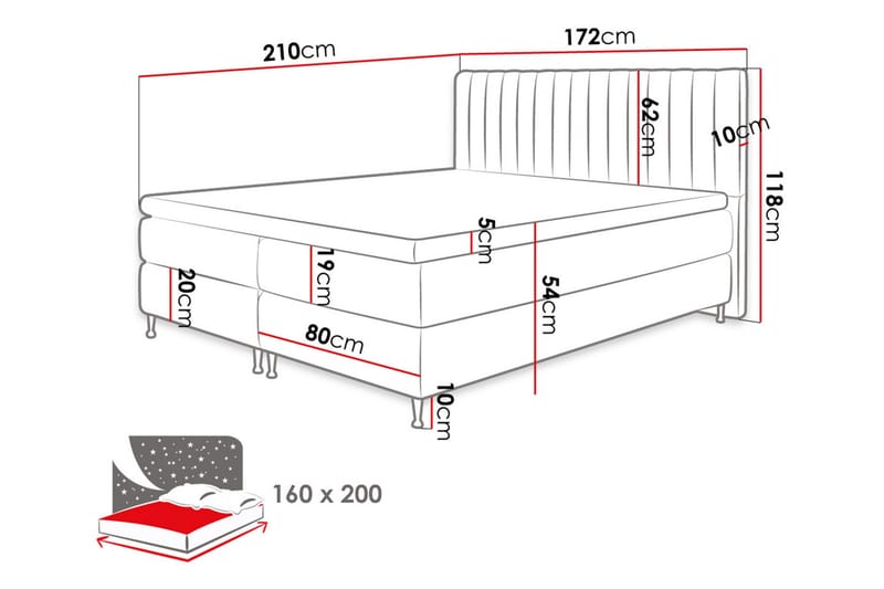 Elegantina Kontinentalsäng 160x200 cm - Möbler - Säng - Kontinentalsäng