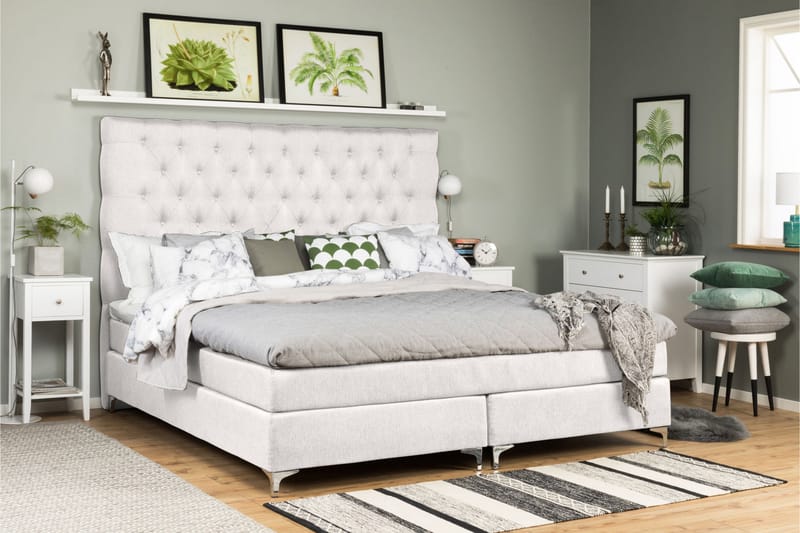Elite Premium Sängpaket 210x210 Fast/Medium Elastiskt - Beige - Komplett sängpaket - Kontinentalsäng - Dubbelsäng - Familjesäng