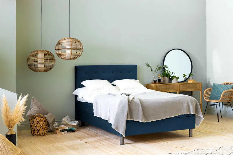 Ella Kontinentalsäng 120x200cm - Blå/Sammet - Möbler - Säng - Kontinentalsäng