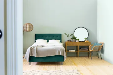 Ella Kontinentalsäng 140x200cm - Grön/Sammet - Möbler - Säng - Kontinentalsäng