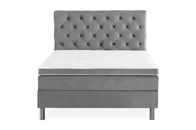 Ella Sängpaket 120x200 cm Djuphäftad Gavel - Ljusgrå/Sammet - Möbler - Säng - Kontinentalsäng