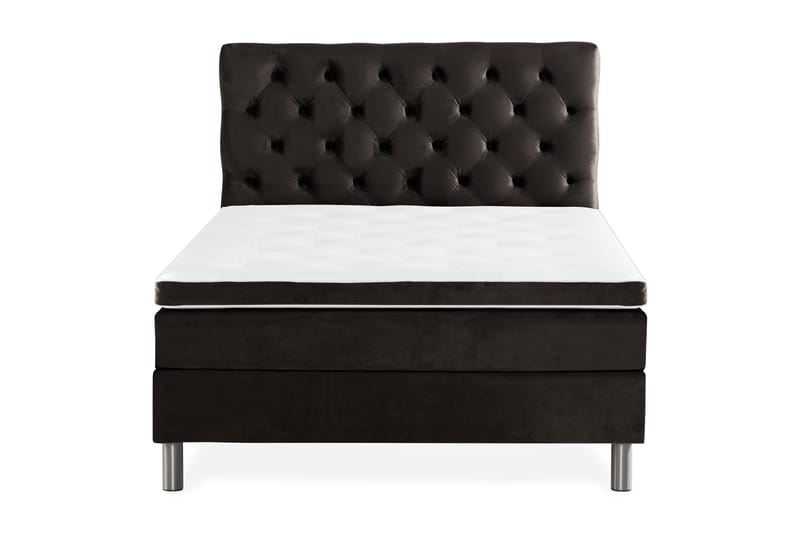 Ella Sängpaket 120x200 cm Djuphäftad Gavel - Mörkgrå/Sammet - Möbler - Säng - Komplett sängpaket