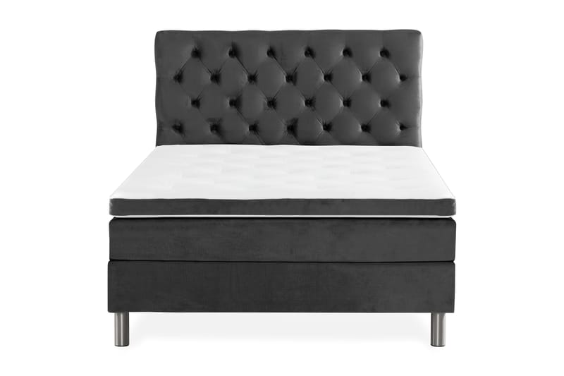 Ella Sängpaket 120x200 cm Djuphäftad Gavel - Mörkgrå/Sammet - Möbler - Säng - Komplett sängpaket