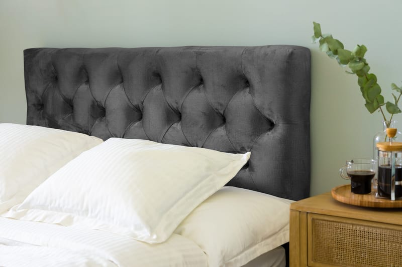 Ella Sängpaket 120x200 cm Djuphäftad Gavel - Mörkgrå/Sammet - Möbler - Säng - Kontinentalsäng