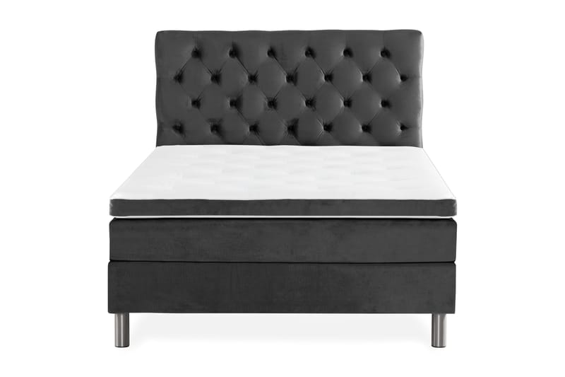 Ella Sängpaket 120x200 cm Djuphäftad Gavel, Mörkgrå/Sammet