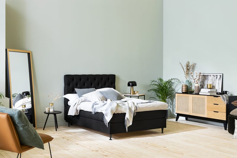 Ella Sängpaket 120x200 cm Djuphäftad Gavel - Svart - Möbler - Säng - Komplett sängpaket