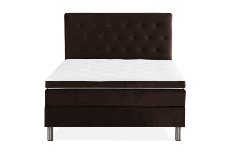 Ella Sängpaket 120x200 cm Knapp Gavel - Brun/Sammet - Möbler - Säng - Komplett sängpaket