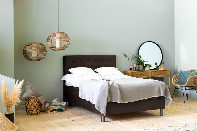 Ella Sängpaket 120x200 cm Knapp Gavel - Brun/Sammet - Möbler - Säng - Komplett sängpaket