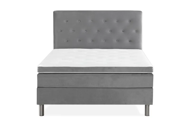 Ella Sängpaket 120x200 cm Knapp Gavel - Ljusgrå/Sammet - Möbler - Säng - Kontinentalsäng