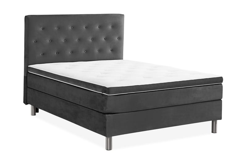 Ella Sängpaket 120x200 cm Knapp Gavel - Mörkgrå/Sammet - Möbler - Säng - Kontinentalsäng