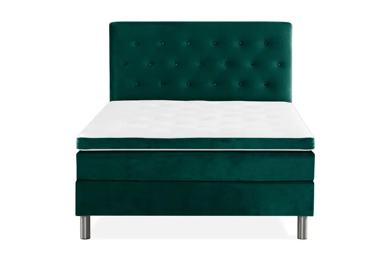 Ella Sängpaket 120x200 cm Knapp Gavel - Mörkgrön/Sammet - Möbler - Säng - Kontinentalsäng