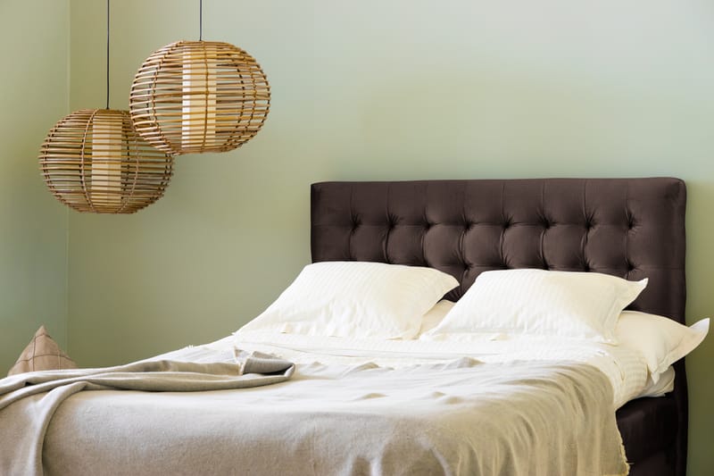 Ella Sängpaket 120x200 cm Rutig Gavel - Brun/Sammet - Möbler - Säng - Komplett sängpaket
