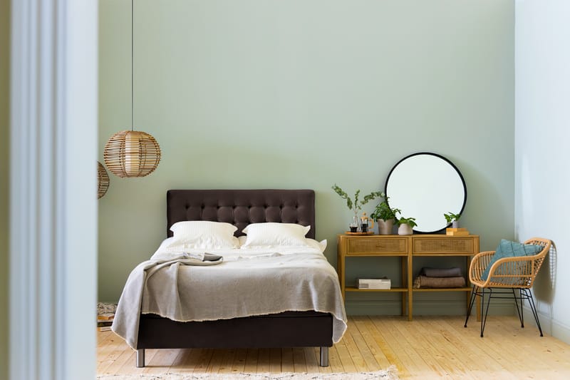 Ella Sängpaket 120x200 cm Rutig Gavel - Brun/Sammet - Möbler - Säng - Komplett sängpaket