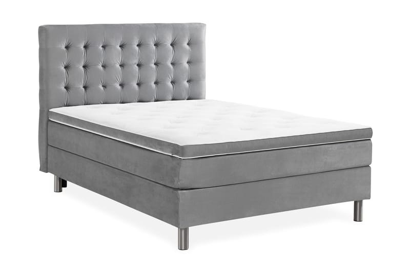 Ella Sängpaket 120x200 cm Rutig Gavel - Ljusgrå/Sammet - Möbler - Säng - Kontinentalsäng