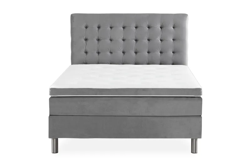 Ella Sängpaket 120x200 cm Rutig Gavel - Ljusgrå/Sammet - Möbler - Säng - Kontinentalsäng