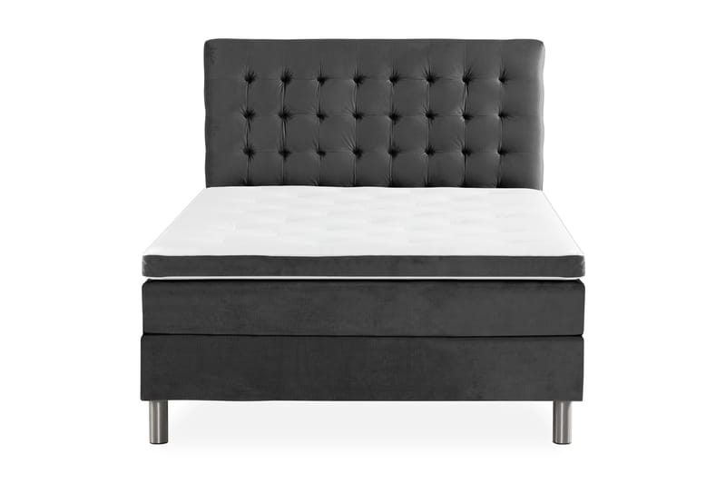 Ella Sängpaket 120x200 cm Rutig Gavel - Mörkgrå/Sammet - Möbler - Säng - Komplett sängpaket