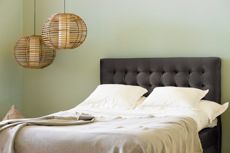 Ella Sängpaket 120x200 cm Rutig Gavel - Mörkgrå/Sammet - Möbler - Säng - Kontinentalsäng