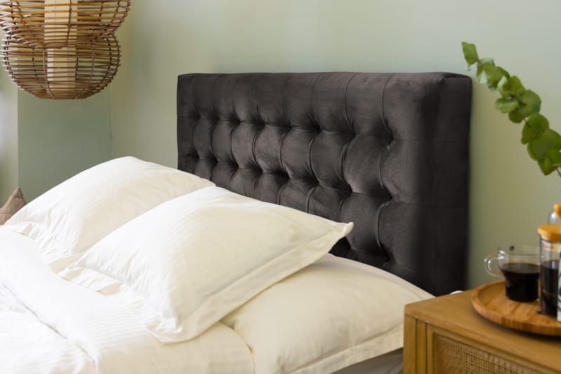 Ella Sängpaket 120x200 cm Rutig Gavel - Mörkgrå/Sammet - Möbler - Säng - Kontinentalsäng