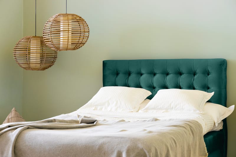 Ella Sängpaket 120x200 cm Rutig Gavel - Mörkgrön/Sammet - Möbler - Säng - Kontinentalsäng