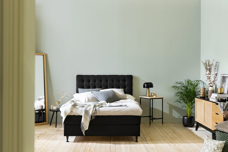 Ella Sängpaket 120x200 cm Rutig Gavel - Svart - Möbler - Säng - Komplett sängpaket