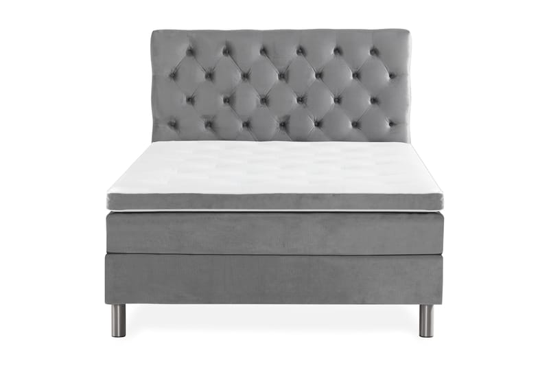 Ella Sängpaket 140x200 cm Djuphäftad Gavel, Ljusgrå/Sammet