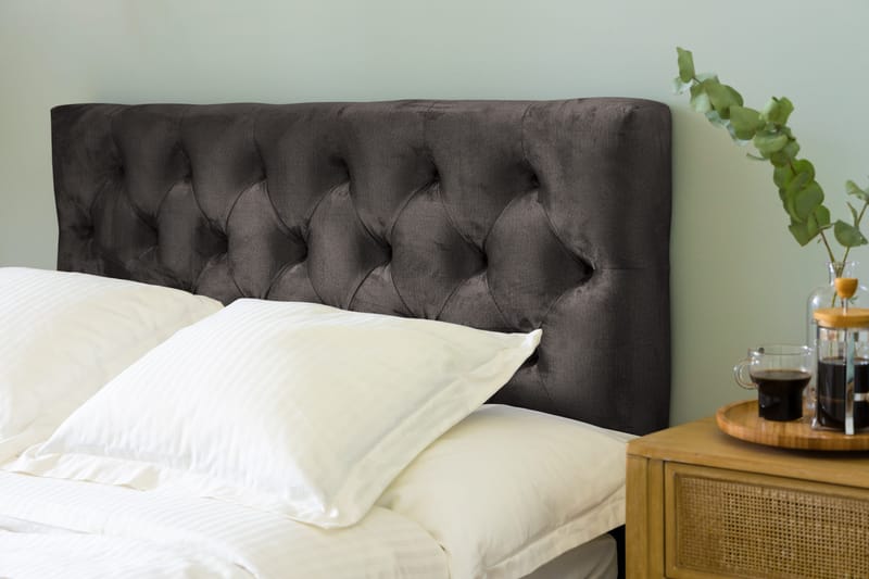 Ella Sängpaket 140x200 cm Djuphäftad Gavel - Mörkgrå/Sammet - Möbler - Säng - Kontinentalsäng