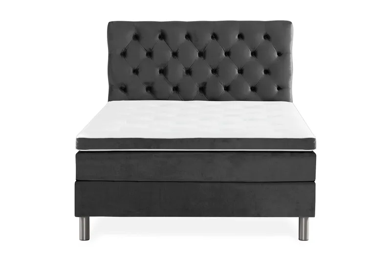 Ella Sängpaket 140x200 cm Djuphäftad Gavel - Mörkgrå/Sammet - Möbler - Säng - Kontinentalsäng