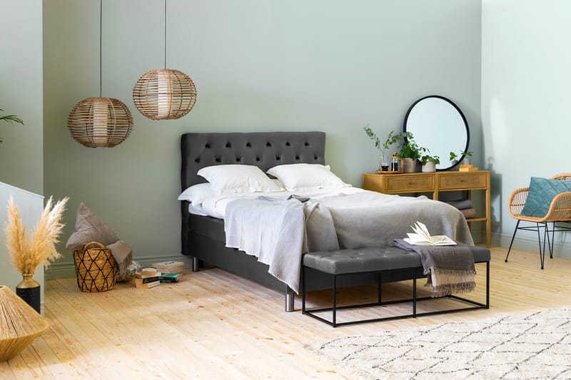 Ella Sängpaket 140x200 cm Djuphäftad Gavel - Mörkgrå/Sammet - Möbler - Säng - Kontinentalsäng