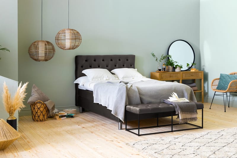 Ella Sängpaket 140x200 cm Djuphäftad Gavel - Mörkgrå/Sammet - Möbler - Säng - Kontinentalsäng