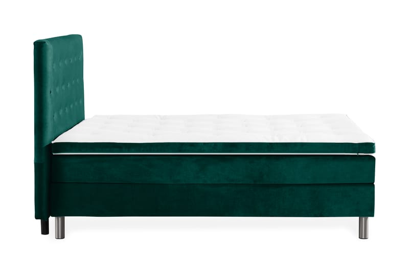 Ella Sängpaket 140x200 cm Knapp Gavel - Mörkgrön/Sammet - Möbler - Säng - Komplett sängpaket
